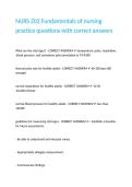 NURS 202 Fundamentals of nursing practice questions with correct answers