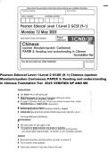 Pearson Edexcel Level 1&sol;Level 2 GCSE &lpar;9&ndash;1&rpar; Chinese &lpar;spoken Mandarin&sol;spoken Cantonese&rpar; PAPER 3&colon; Reading and understanding in Chinese Foundation Tier 2025 VERIFIED QP AND MS