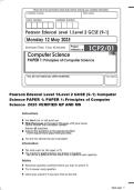 Pearson Edexcel Level 1&sol;Level 2 GCSE &lpar;9&ndash;1&rpar; Computer Science PAPER 1&colon; PAPER 1&colon; Principles of Computer Science 2025 VERIFIED QP AND MS