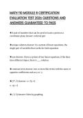 MATH 110 MODULE 8 CERTIFICATION  EVALUATION TEST 2026 QUESTIONS AND  ANSWERS GUARANTEED TO PASS 