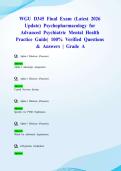 WGU D345 Final Exam &lpar;Latest 2026 Update&rpar; Psychopharmacology for Advanced Psychiatric Mental Health Practice Guide&vert; 100&percnt; Verified Questions & Answers &vert; Grade A