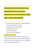 Massachusetts Funeral Director Exam  Questions And Correct Answers  &lpar;Verified Answers&rpar; Plus Rationales 2026  Q&A &vert; Instant Download Pdf