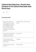 California Real Estate Exam &period;&sol;Practice Tests Questions for the California Real Estate Sales Person Exam