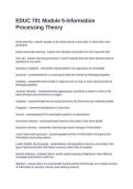 EDUC 701 Module 5-Information Processing Theory&period; Questions and Answers 2026