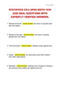 STATISTICS CH&period;2 APSU MATH 1530  2026 REAL QUESTIONS WITH  EXPERTLY VERIFIED ANSWERS&period;