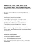 MBA 620 ACTUAL EXAM PAPER 2026 QUESTIONS WITH SOLUTIONS GRADED A&plus;