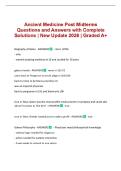 Ancient Medicine Post Midterms Questions and Answers with Complete Solutions &vert; New Update 2026 &vert; Graded A&plus;