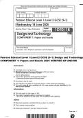 Pearson Edexcel Level 1&sol;Level 2 GCSE &lpar;9&ndash;1&rpar; Design and Technology COMPONENT 1&colon; Papers and Boards 2025 VERIFIED QP AND MS