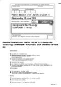 Pearson Edexcel Level 1&sol;Level 2 GCSE &lpar;9&ndash;1&rpar; Design and Technology COMPONENT 1&colon; Systems 2025 VERIFIED QP AND MS