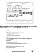 Pearson Edexcel Level 1&sol;Level 2 GCSE &lpar;9&ndash;1&rpar; Design and Technology COMPONENT 1&colon; Metals 2025 VERIFIED QP AND MS
