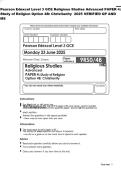 Pearson Edexcel Level 3 GCE Religious Studies Advanced PAPER 4&colon; Study of Religion Option 4B&colon; Christianity 2025 VERIFIED QP AND MS
