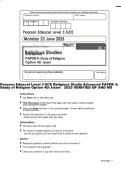Pearson Edexcel Level 3 GCE Religious Studie Advanced PAPER 4&colon; Study of Religion Option 4D&colon; Islam 2025 VERIFIED QP AND MS