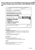 Pearson Edexcel Level 3 GCE Religious Studie Advanced PAPER 4&colon; Study of Religion Option 4E&colon; Judaism 2025 VERIFIED QP AND MS