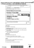 Pearson Edexcel Level 3 GCE Religious Studies Advanced PAPER 2&colon; Religion and Ethics 2025 VERIFIED QP AND MS