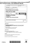 Pearson Edexcel Level 3 GCE Religious Studies Advanced PAPER 3&colon; New Testament Studies 2025 VERIFIED QP AND MS