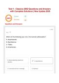 Test 1 - Classics 2902 Questions and Answers with Complete Solutions &vert; New Update 2026 