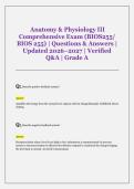 Anatomy & Physiology III  Comprehensive Exam &lpar;BIOS255&sol;  BIOS 255&rpar; &vert; Questions & Answers &vert;  Updated 2026&ndash;2027 &vert; Verified  Q&A &vert; Grade A