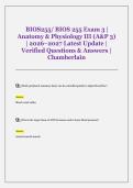 BIOS255&sol; BIOS 255 Exam 3 &vert;  Anatomy & Physiology III &lpar;A&P 3&rpar;  &vert; 2026&ndash;2027 Latest Update &vert;  Verified Questions & Answers &vert;  Chamberlain
