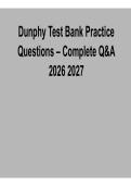 Dunphy Test Bank &ndash; Practice Questions & Complete Q&A 2026&ndash;2027