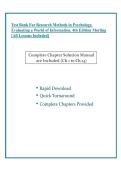 Test Bank For Research Methods in Psychology&comma; Evaluating a World of Information&comma; 4th Edition By Morling &lbrack;All Lessons Included&rsqb; 