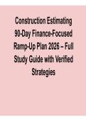 Construction Estimating 90-Day Finance-Focused Ramp-Up Plan 2026 &ndash; Full Study Guide with Verified Questions