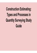 Construction Estimating &ndash; Types and Processes in Quantity Surveying Study Guide &lpar;2026 Update&rpar;