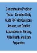 Comprehensive Predictor Test A &ndash; Complete Study Guide PDF with Questions&comma; Answers&comma; and Detailed Explanations &lpar;2026 Update&rpar;