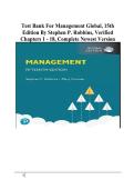 TEST BANK For Management Global&comma; 15th Edition By Stephen P&period; Robbins&comma; Verified Chapters 1 - 18&comma; Complete Newest Version