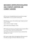 MECHANICS CERTIFICATION EVALUATION 2026 COMPLETE QUESTIONS AND CORRECT ANSWERS
