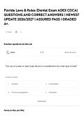 Florida Laws & Rules &lpar;Dental Exam ADEX CDCA&rpar; QUESTIONS AND CORRECT ANSWERS &vert; NEWEST UPDATE 2026&sol;2027 &vert; ASSURED PASS &vert; GRADED A&plus;&period;