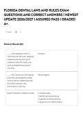 FLORIDA DENTAL LAWS AND RULES EXAM QUESTIONS AND CORRECT ANSWERS &vert; NEWEST UPDATE 2026&sol;2027 &vert; ASSURED PASS &vert; GRADED A&plus;&period;