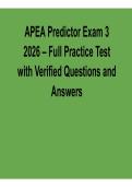 APEA Predictor Exam 3 2026 &ndash; Full Practice Test with Verified Questions and Answers