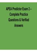 APEA Predictor Exam 2 &ndash; Complete Practice Questions & Verified Answers &lpar;2026 Update&rpar;