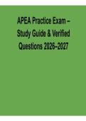 APEA Practice Exam &ndash; Study Guide & Verified Questions &lpar;2026&ndash;2027 Update&rpar;