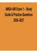 AMSA-490 Exam 1 &ndash; Study Guide & Practice Questions 2026&ndash;2027 &lpar;Updated&rpar;