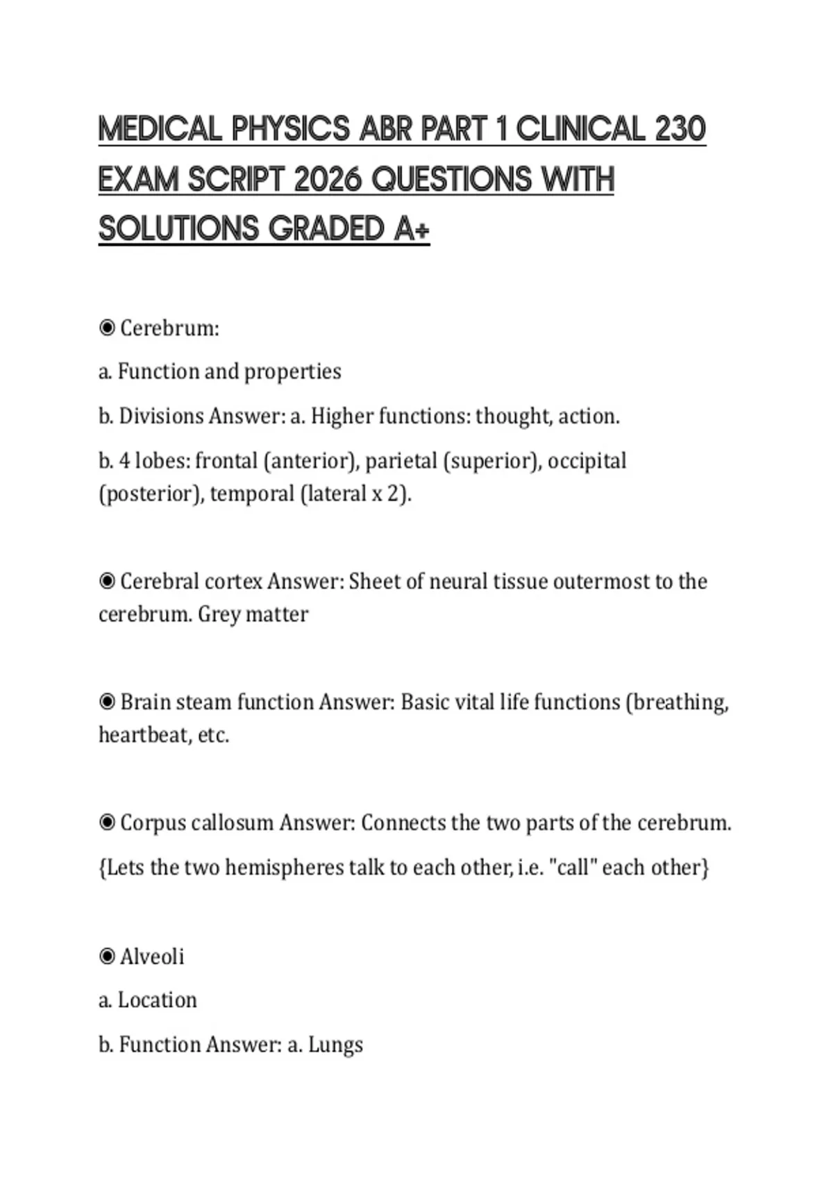 230 Script MEDICAL PHYSICS ABR PART 1 CLINICAL 230 EXAM SCRIPT 2026 QUESTIONS WITH ...