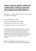 MEDICAL SURGICAL NURSING IGNATAVICIUS WORKMAN FINAL PAPER 2026 QUESTIONS WITH COMPLETE SOLUTIONS GRADED A&plus;