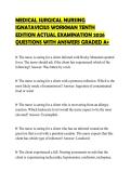MEDICAL SURGICAL NURSING IGNATAVICIUS WORKMAN TENTH EDITION ACTUAL EXAMINATION 2026 QUESTIONS WITH ANSWERS GRADED A&plus;