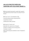 AHA ACLS PRACTICE PAPER 2026 QUESTIONS WITH SOLUTIONS GRADED A&plus;