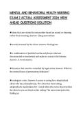 MENTAL AND BEHAVIORAL HEALTH NURSING EXAM 2 ACTUAL ASSESSMENT 2026 VIEW AHEAD QUESTIONS SOLUTION