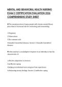MENTAL AND BEHAVIORAL HEALTH NURSING EXAM 2 CERTIFICATION EVALUATION 2026 COMPREHENSIVE STUDY SHEET