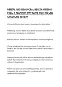 MENTAL AND BEHAVIORAL HEALTH NURSING EXAM 2 PRACTICE TEST PAPER 2026 SOLVED QUESTIONS REVIEW
