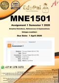 MNE1501 Assignment 1 &lpar;COMPLETE ANSWERS&rpar; Semester 1 2026 - DUE 1 April 2026