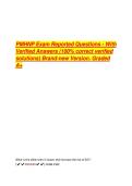 PMHNP Exam Reported Questions - With  Verified Answers &lpar;100&percnt; correct verified  solutions&rpar; Brand-new Version&period; Graded  A&plus; 