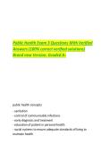 Public Health Exam 3 Questions With Verified  Answers &lpar;100&percnt; correct verified solutions&rpar;  Brand new Version&period; Graded A&plus; 