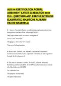 ALU 101 CERTIFICATION ACTUAL ASSESSMENT LATEST EVALUATION 2026 FULL QUESTIONS AND PRECISE EXTENSIVE ELABORATED SOLUTIONS ALREADY PASSED GRADED A&plus;