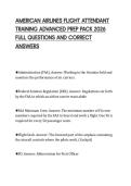 AMERICAN AIRLINES FLIGHT ATTENDANT TRAINING ADVANCED PREP PACK 2026 FULL QUESTIONS AND CORRECT ANSWERS