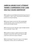 AMERICAN AIRLINES FLIGHT ATTENDANT TRAINING COMPREHENSIVE STUDY GUIDE 2026 FULLY SOLVED QUESTION SET