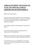AMERICAN OPTOMETRIC ASSOCIATION CPO ACTUAL TEST PAPER 2026 COMPLETE QUESTIONS AND SOLUTIONS GRADED A&plus;
