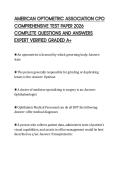 AMERICAN OPTOMETRIC ASSOCIATION CPO COMPREHENSIVE TEST PAPER 2026 COMPLETE QUESTIONS AND ANSWERS EXPERT VERIFIED GRADED A&plus;